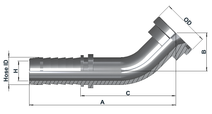 Group 2745 SAE 3000 Flange 45° dimensional drawing