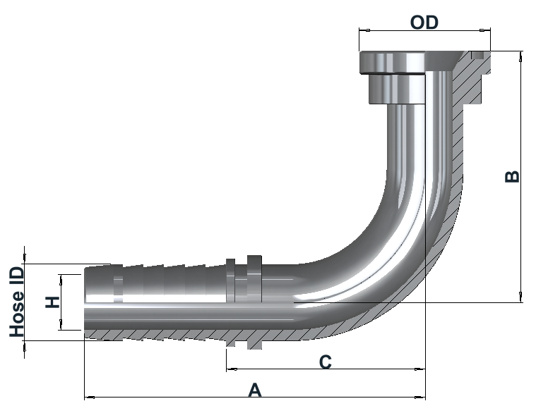 Group 2790 SAE 3000 Flange 90° dimensional drawing