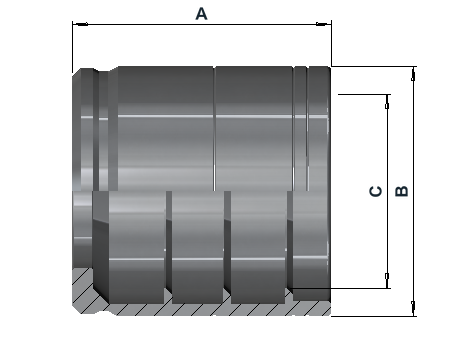 Group 4102 crimp sleeve dimensional drawing with A, B and C references