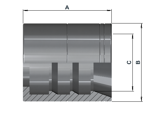 Group 4202 crimp sleeve dimensional drawing with A, B and C references