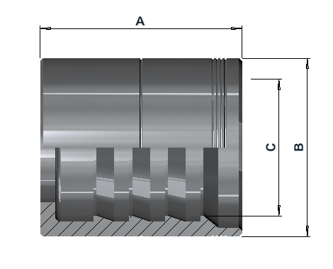 Group 4204 crimp sleeve dimensional drawing with A, B and C references