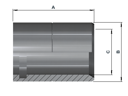Group 4400 crimp sleeve dimensional drawing with A, B and C references