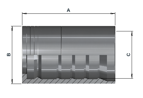 Group 5004 crimp sleeve dimensional drawing with A, B and C references