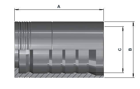 Group 5006 crimp sleeve dimensional drawing with A, B and C references