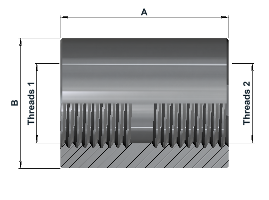 63W 6K BSPP Female Fixed/Female Fixed Weld Collar dimensional drawing