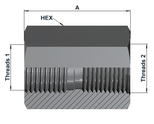 8100 10K BSPP Female Fixed × NPT Female dimensional drawing