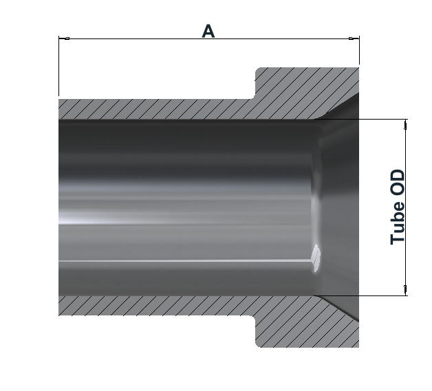 JIC Sleeve for Metric Tube dimensional drawing