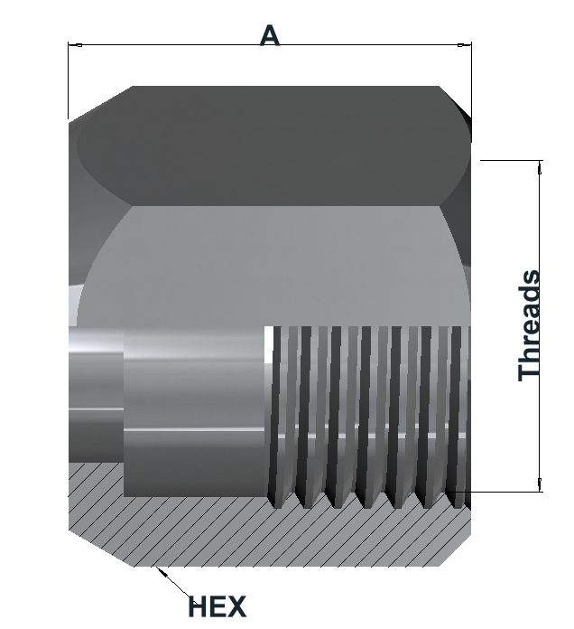JIC 37° Triple-Lock Nut dimensional drawing