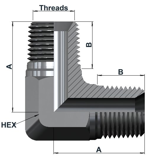 9390 10K NPT Male, Elbow 90° dimensional drawing