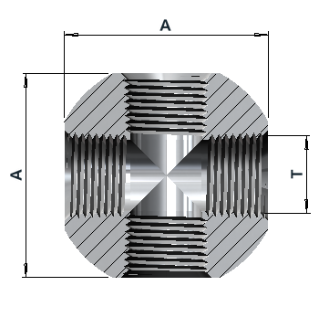 9540 10K NPT Female, Cross dimensional drawing