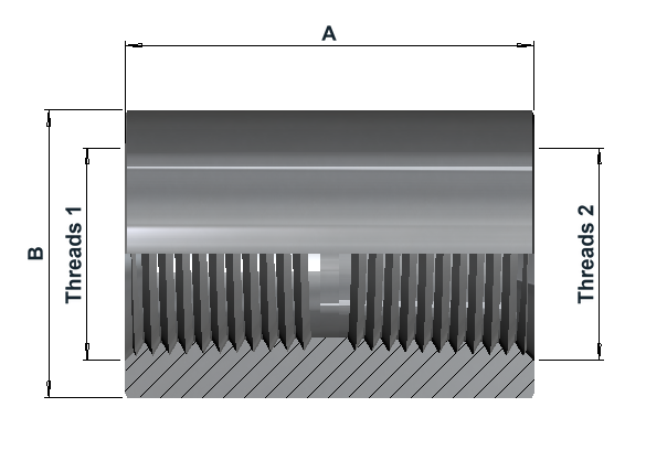 95W 6K NPT Female/Female Weld Collar dimensional drawing