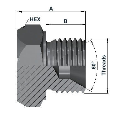 9800 15K BSPP Male 60° Plug dimensional drawing