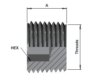 9900U 15K NPT Male Hex Socket Plug dimensional drawing