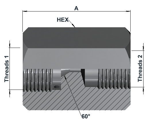HF6300 15K High Pressure Female × BSPP Female Fixed dimensional drawing