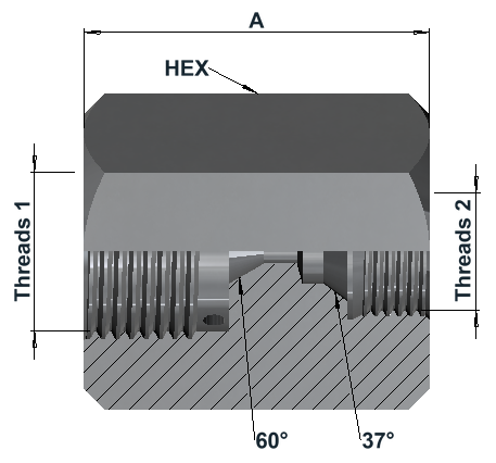 HF8600 15K High Pressure Female × JIC 37° Female Fixed dimensional drawing
