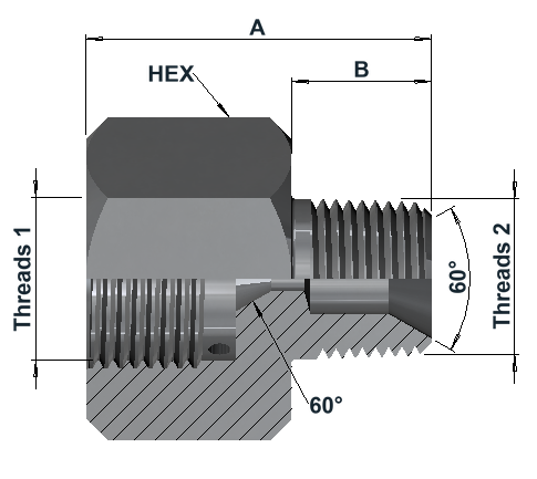 HF9300 15K High Pressure Female × NPT Male dimensional drawing