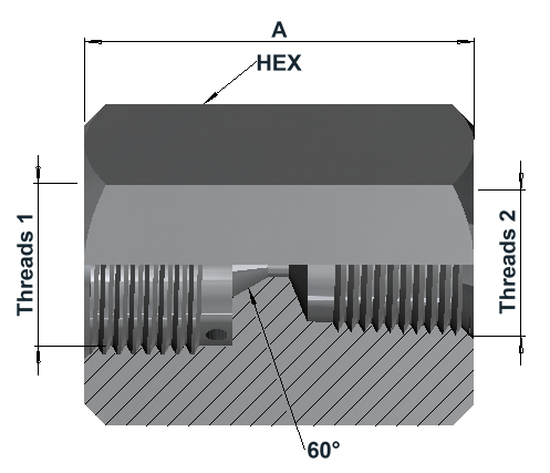 HF9500 15K High Pressure Female × NPT Female dimensional drawing