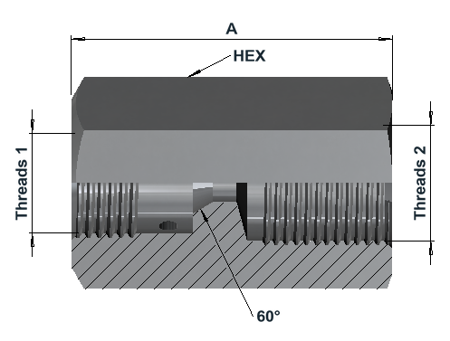 MF6300 15K Medium Pressure Female × BSPP Female Fixed dimensional drawing