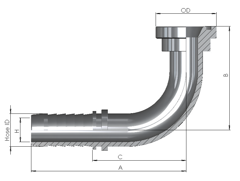 Hose End x SAE6000PS 90°
