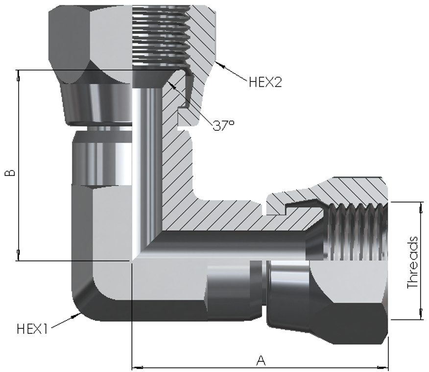 JIC Female/Female Swivel Elbow 90° 6K