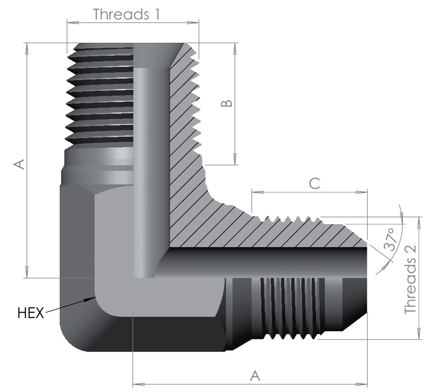 NPT Male/JIC Male Elbow 90° 10K