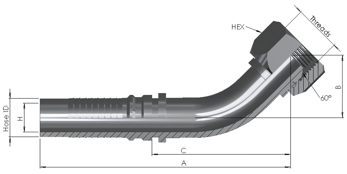 Interlock Hose End x BSP Female 45°