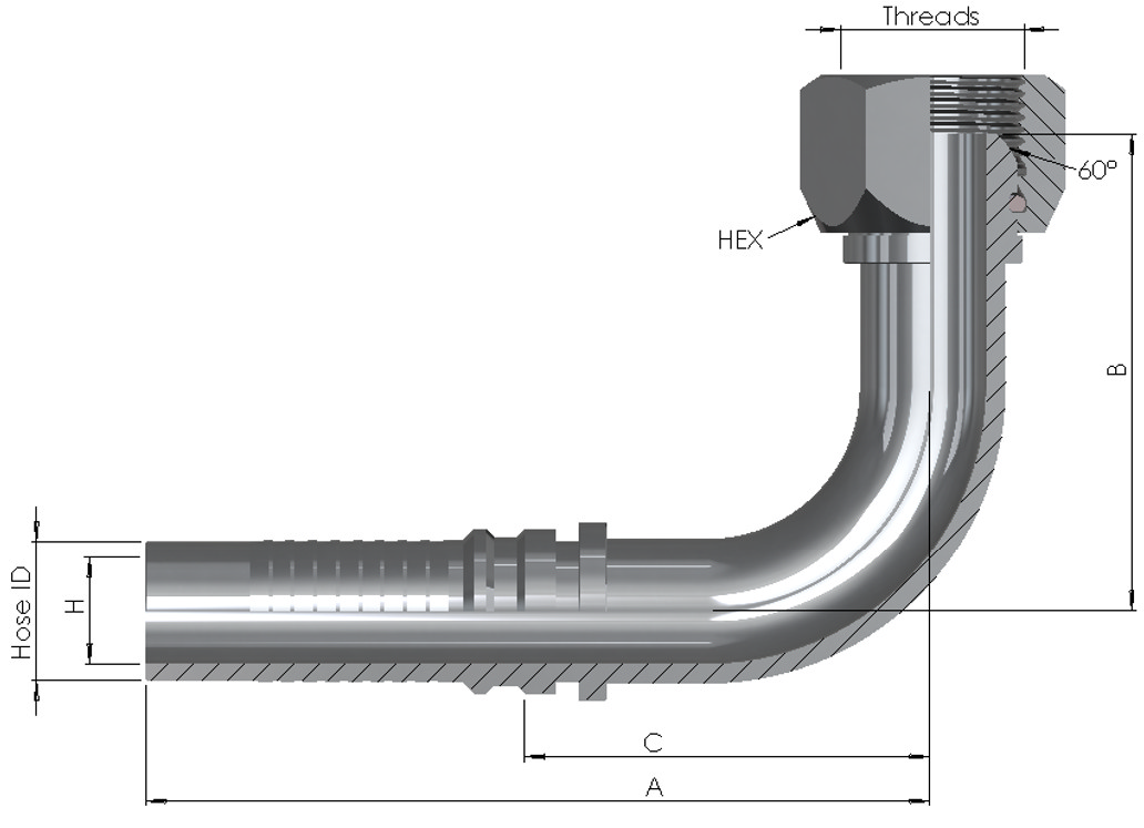 Interlock Hose End x BSP Female 90°