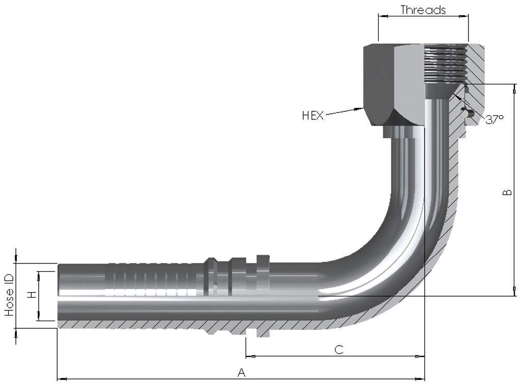 Interlock Hose End x JIC Female 90°