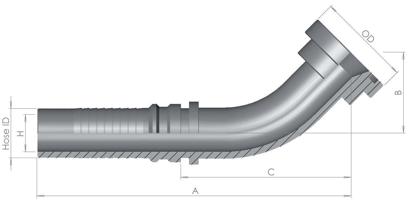 Interlock Hose End x SAE6000PSI 45°