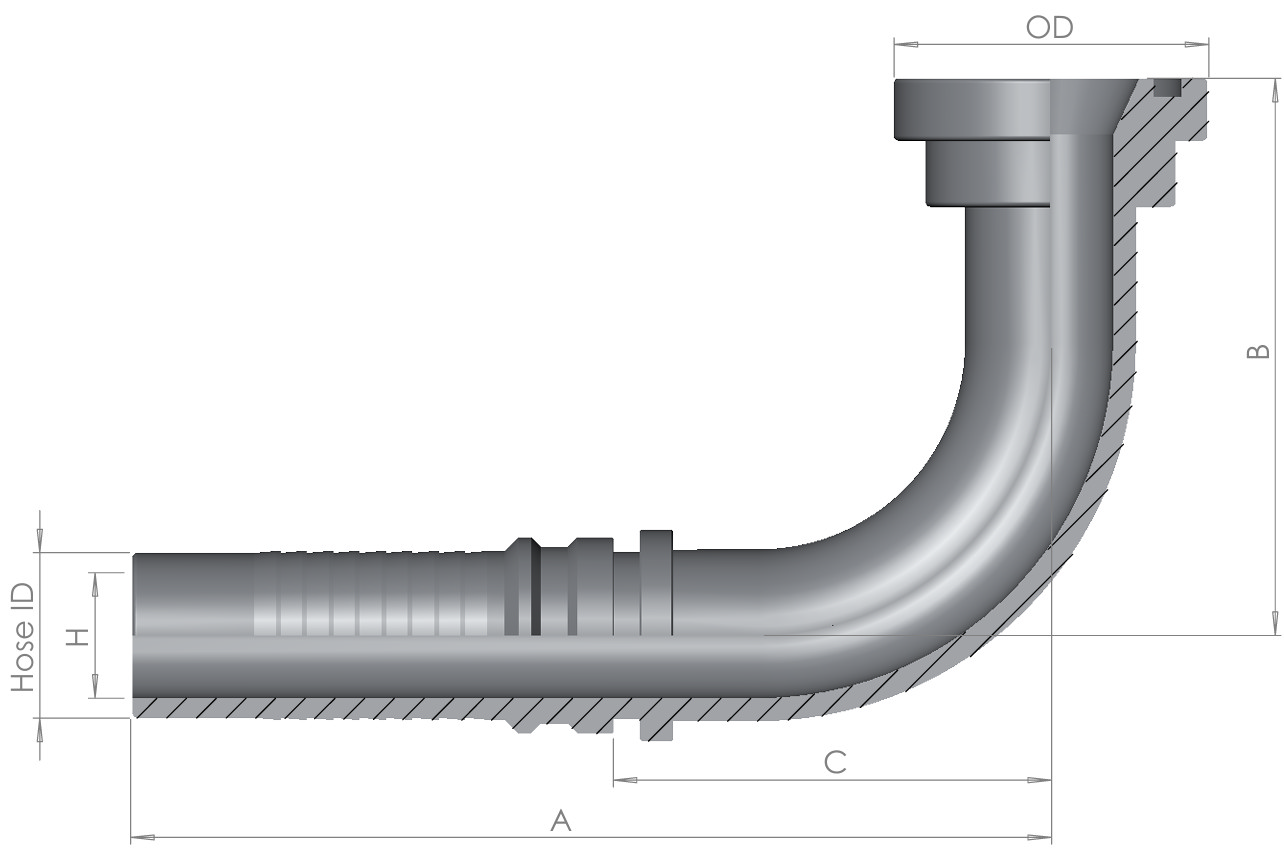 Interlock Hose End x SAE6000PSI 90°