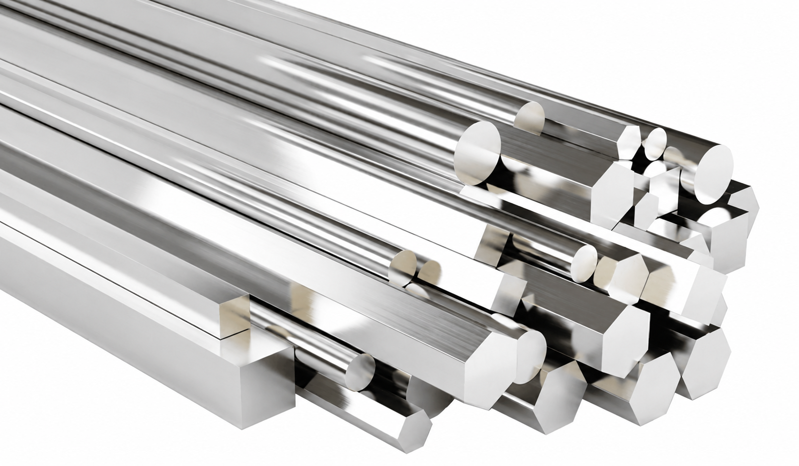 Metal bars in round, square and hexagonal profiles
